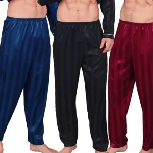 Three colors of men's pajama pants