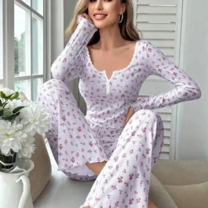 Autumn Winter Pajamas Set Women Sleepwear